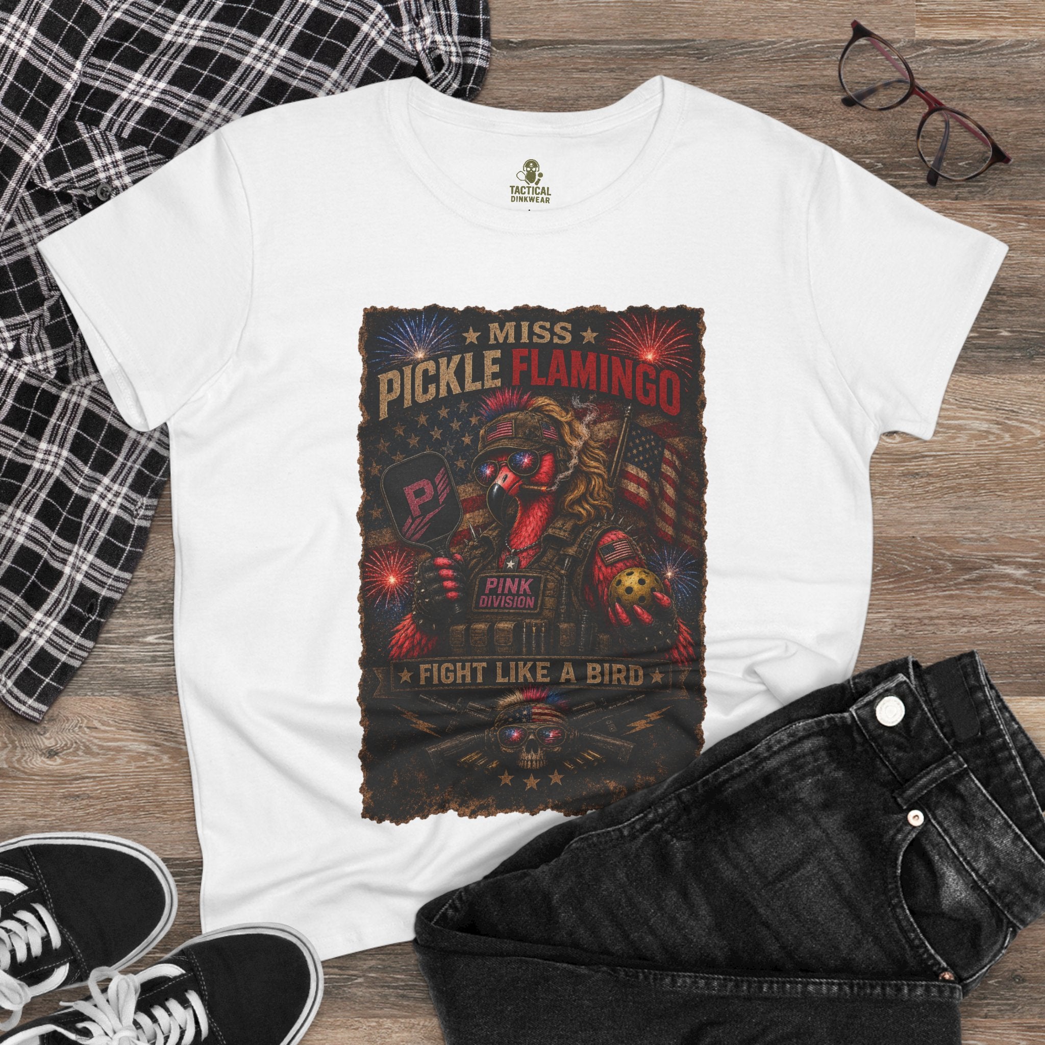Miss Pickle Flamingo The Patriot Core Women’s Tee